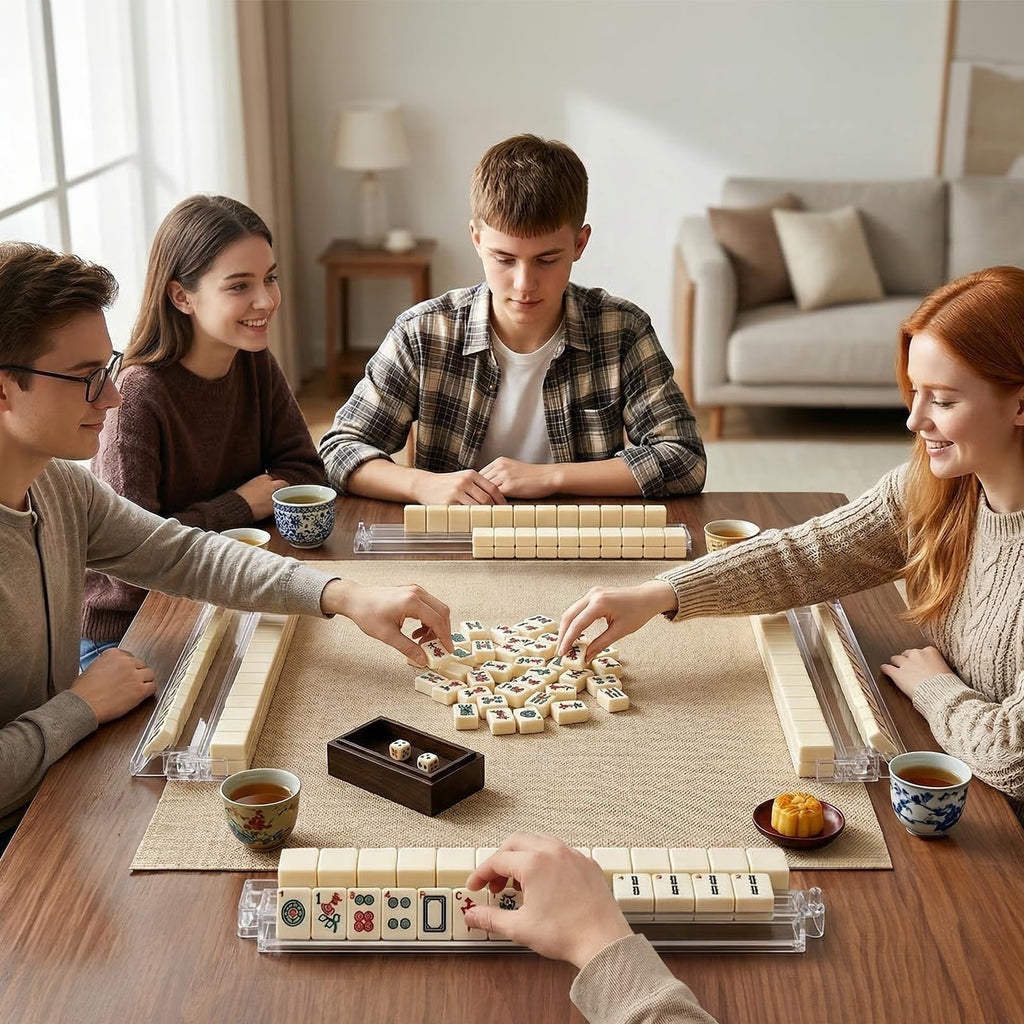Set of 4 Clear Mahjong Racks with Pushers O9037