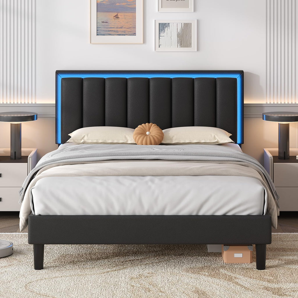 Black Full Bed Frame with PU Headboard R977587