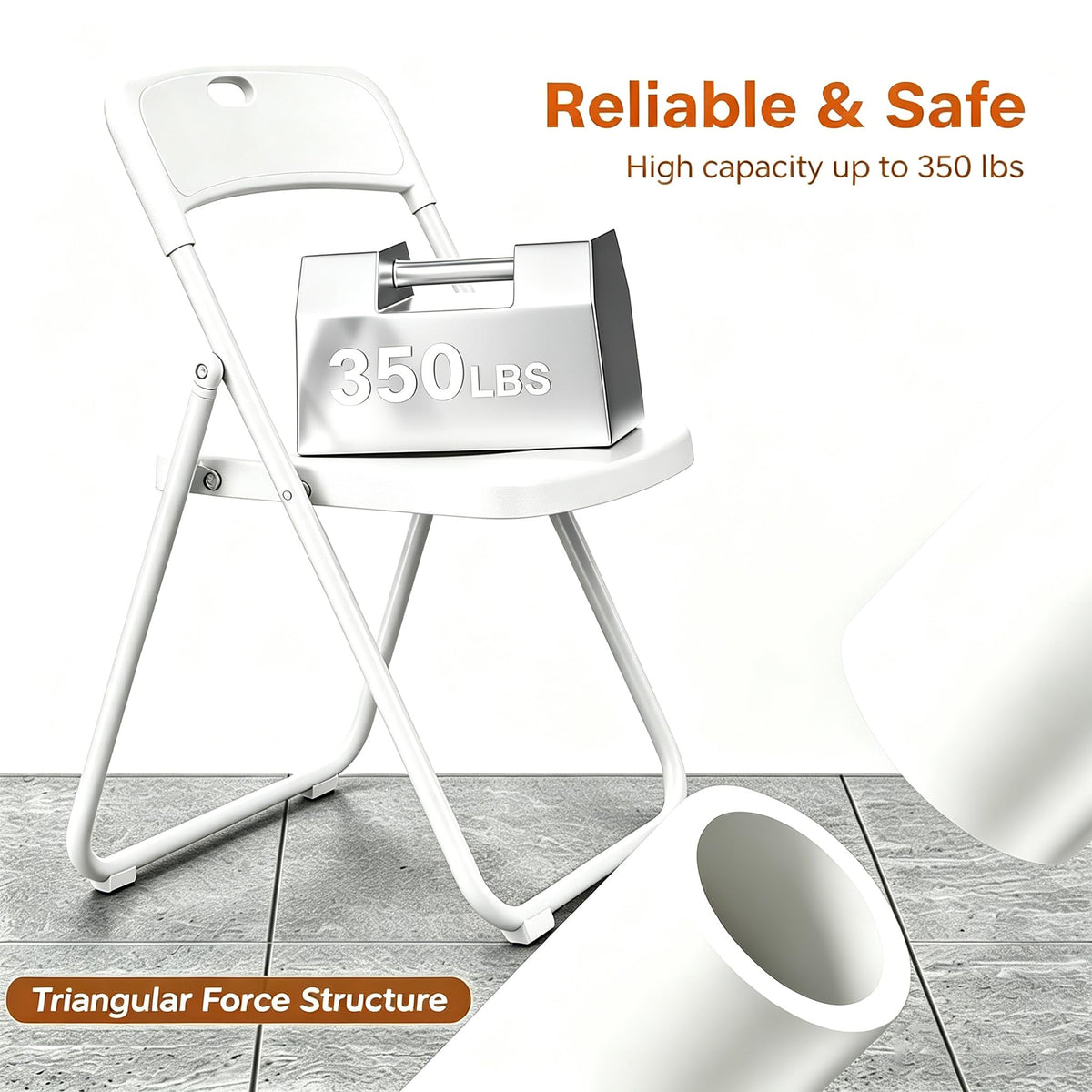 10 Pack White Plastic Folding Chairs H606333