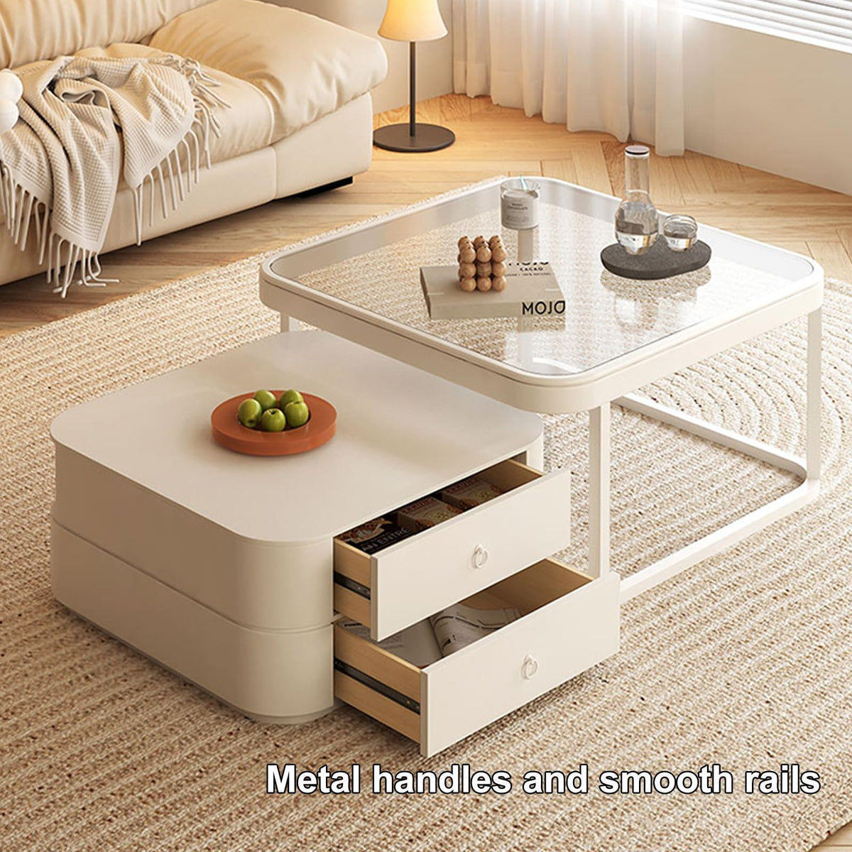 Brown Square Glass Nesting Coffee Table Set of 2 R7113