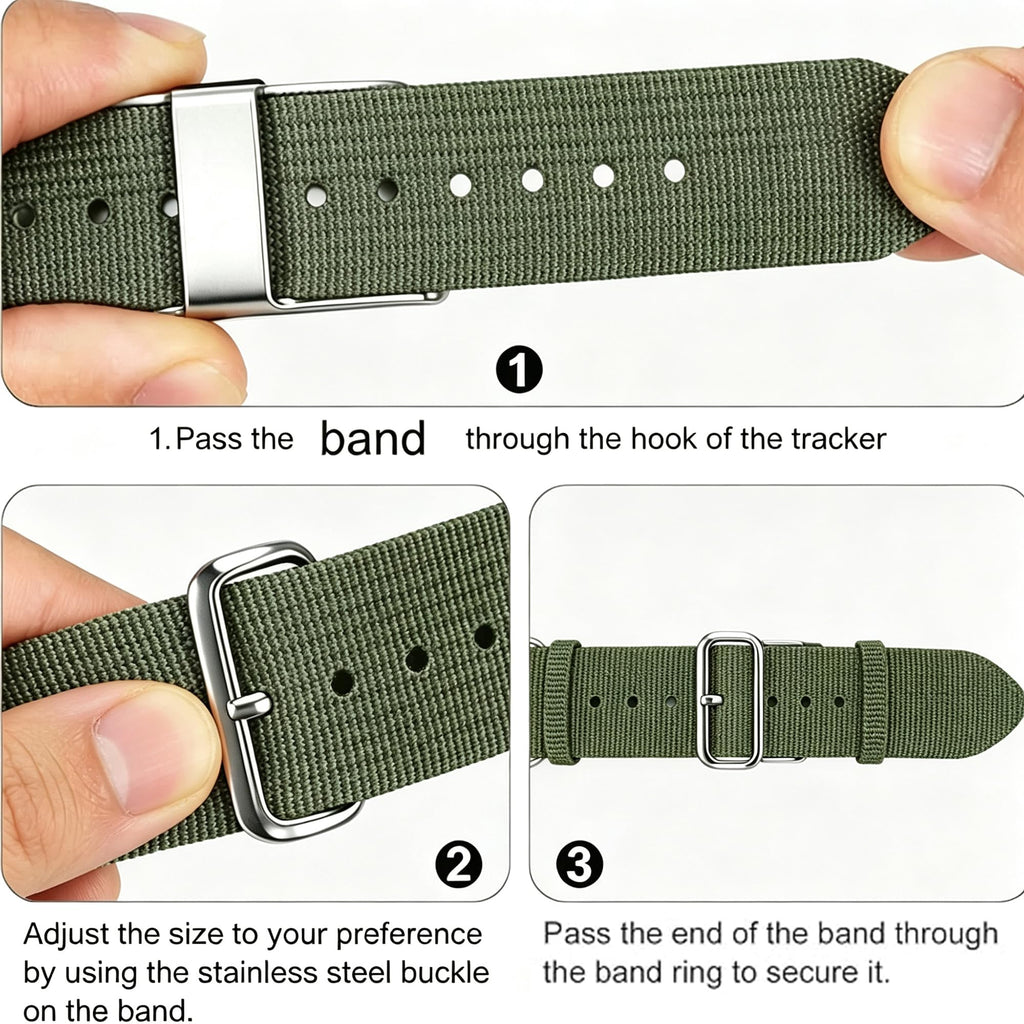 Nylon Watch Band with Stainless Steel Silver Buckle V656