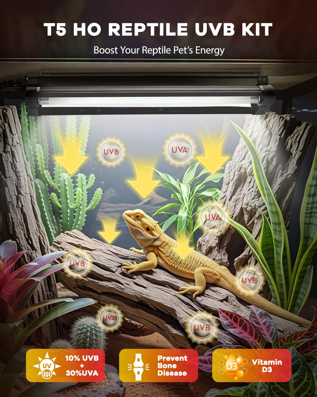 8W T5 UVB Reptile Light Fixture Combo Kit T663