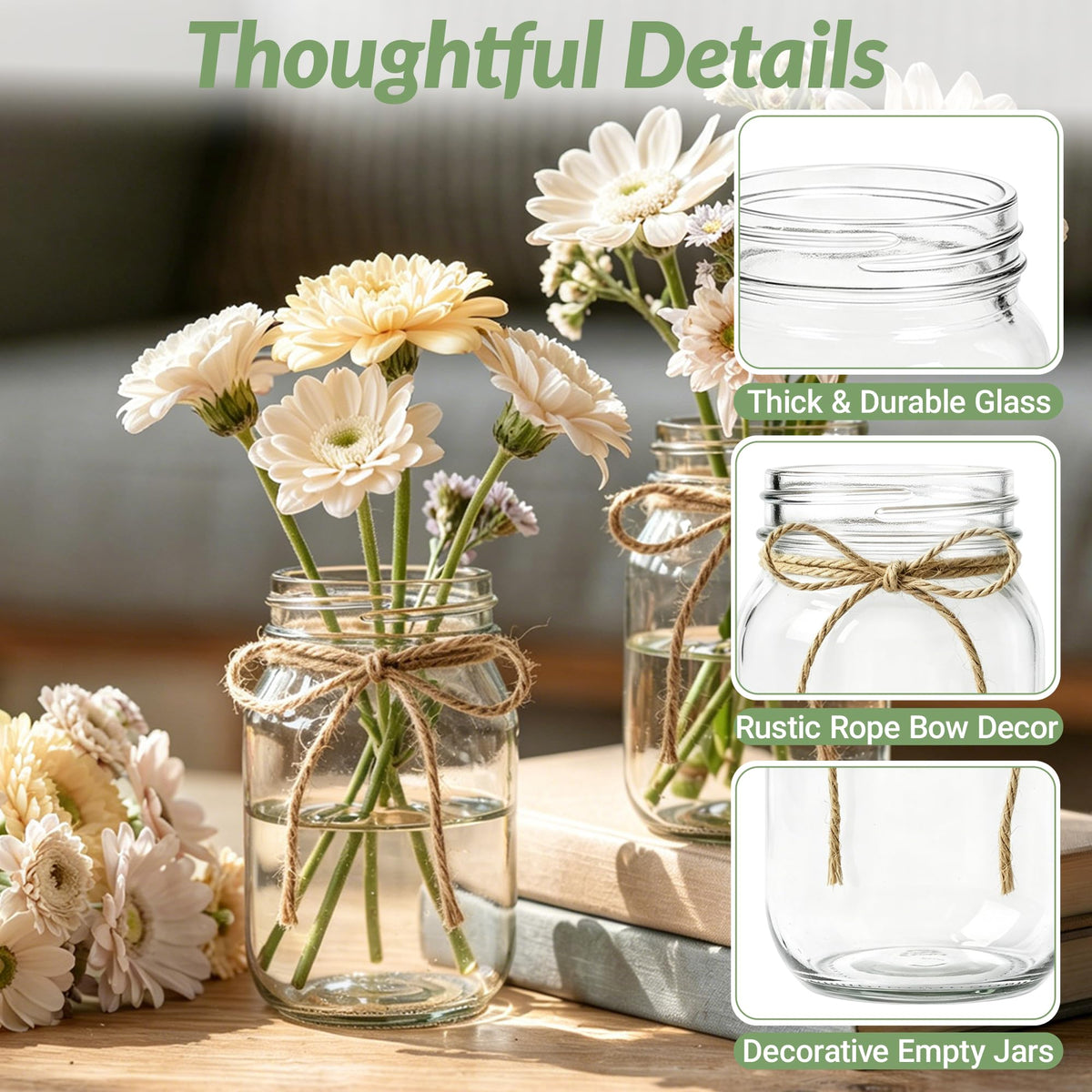 12 PCS 16oz Glass Mason Jars O1464