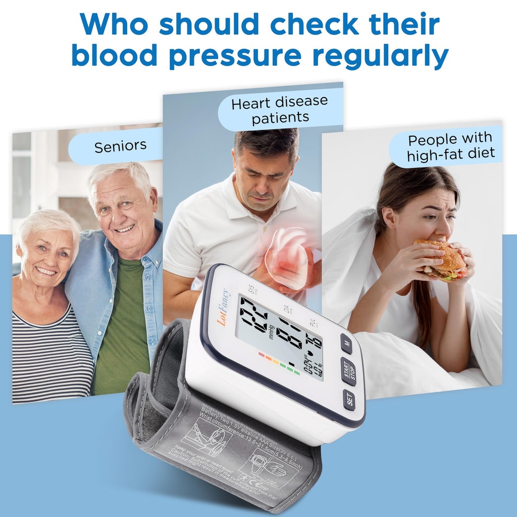 Automatic Wrist Blood Pressure Monitor with Adjustable Cuff and 120 Memory J12103
