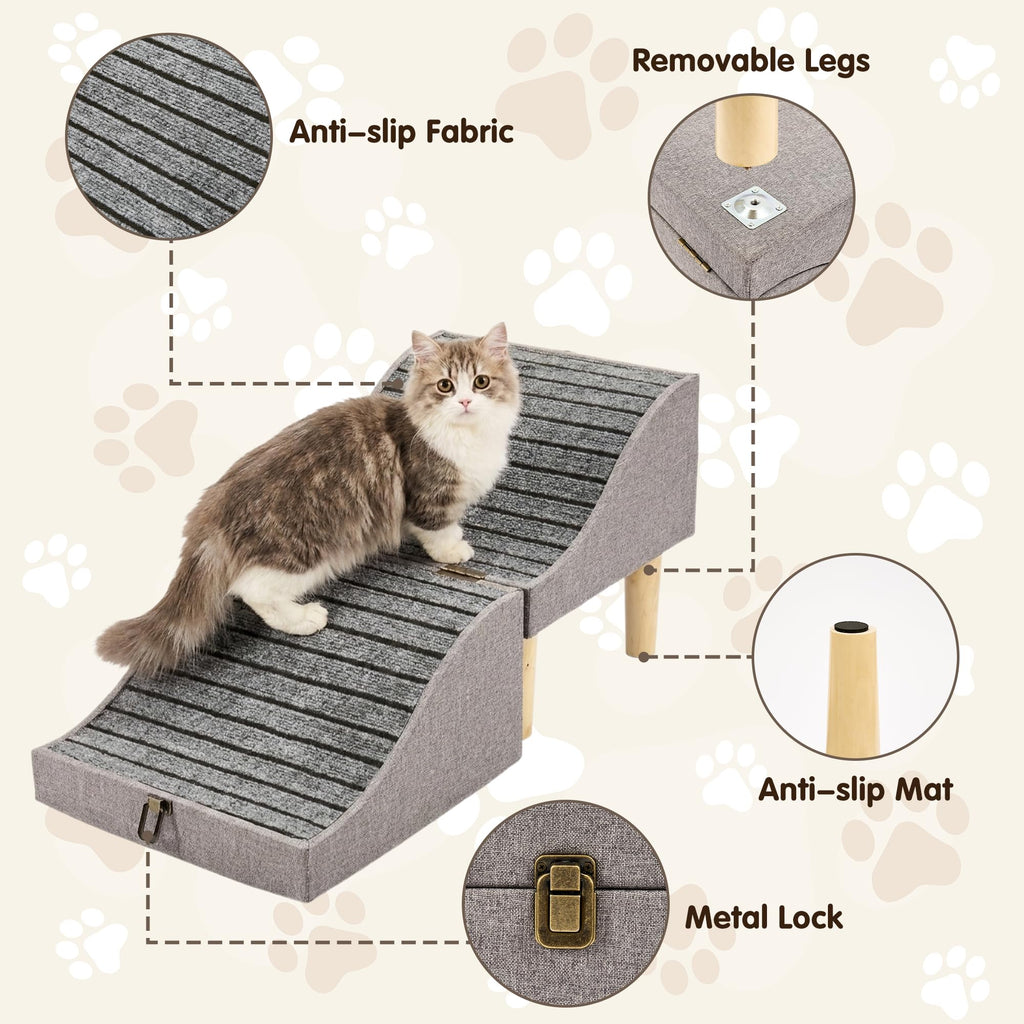Foldable Pet Stair 2-in-1 Gray E624
