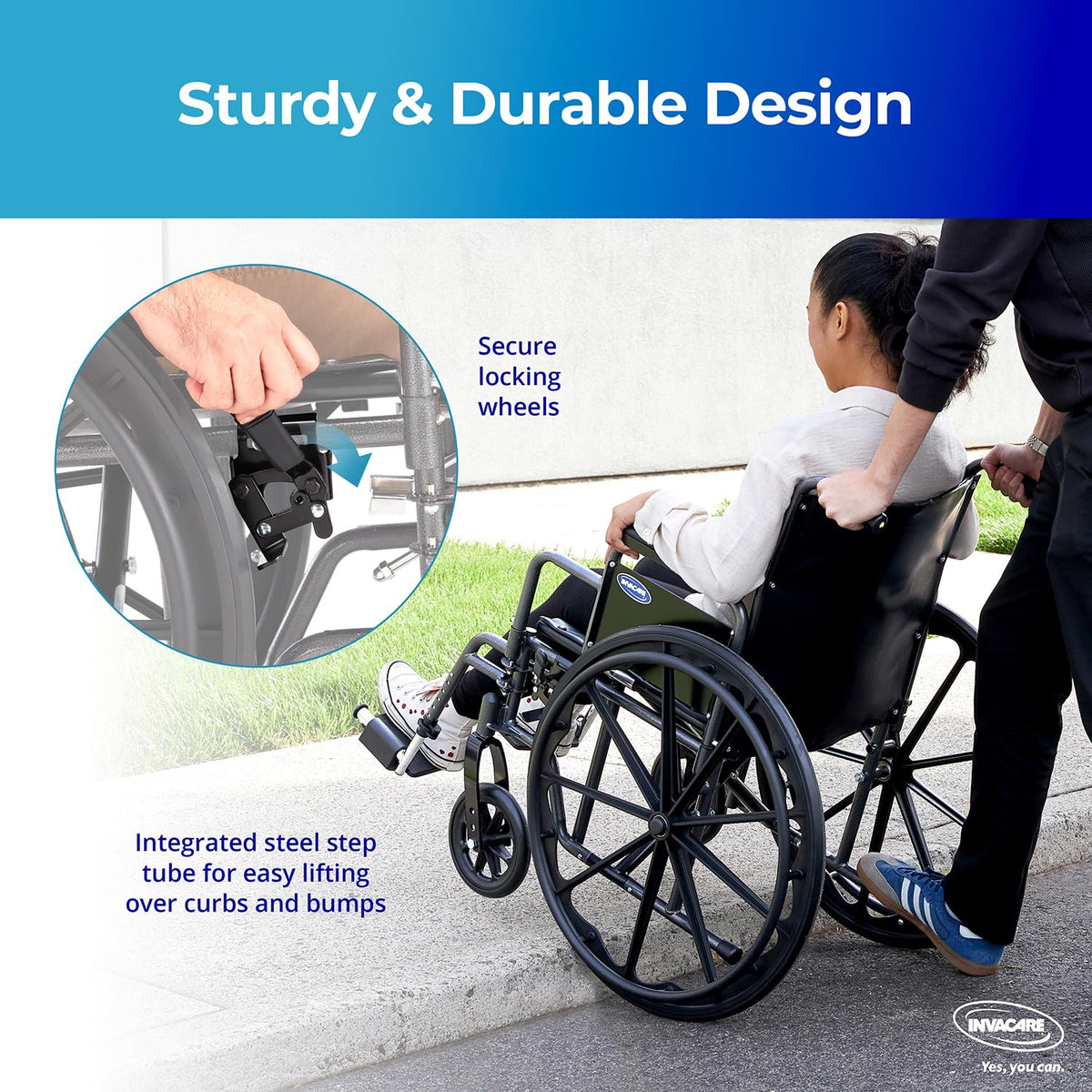 Portable Folding Lightweight Manual Wheelchair 18 Inch Seat Q72817