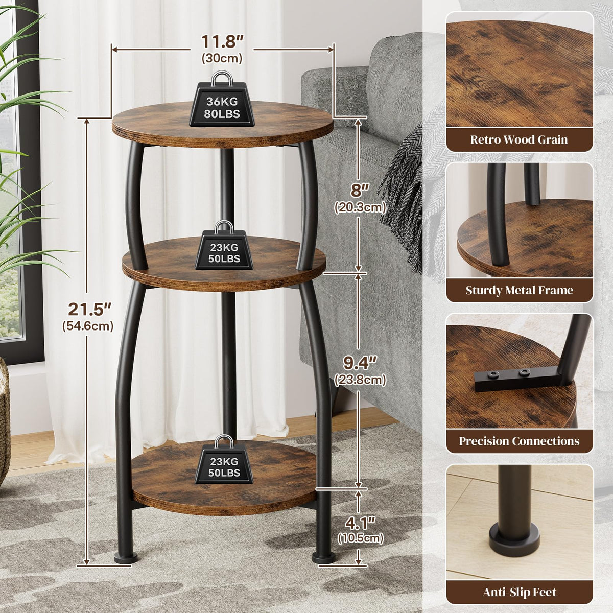 Round 3-Tier Side Table S2596