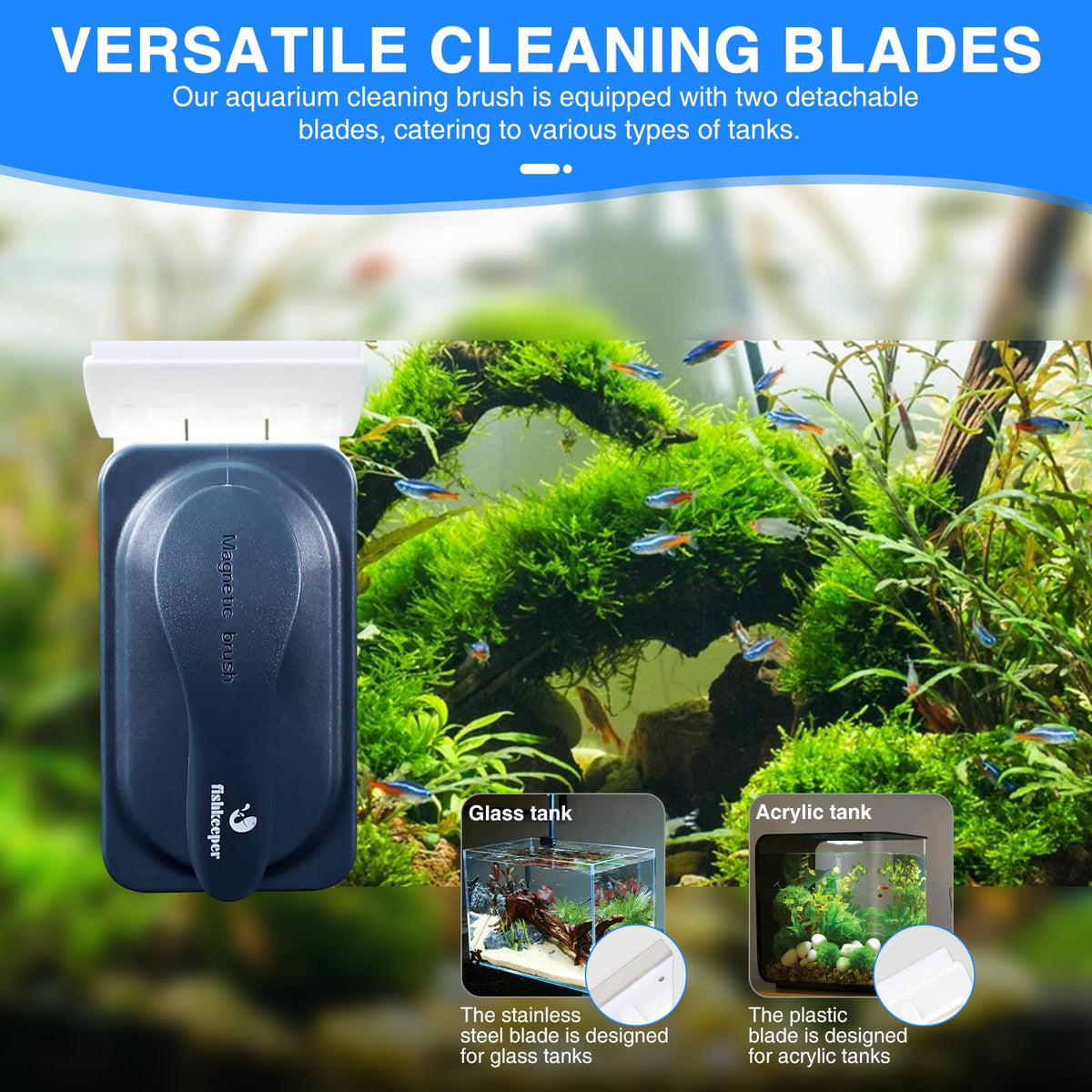 Aquarium Air Bubble Light and Magnetic Glass Clean Brush C804