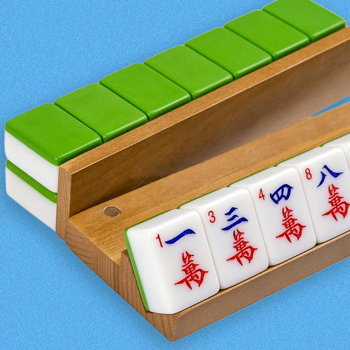Wooden Mahjong Racks Set with Magnetic Pushers, 4 Racks & 4 Pushers B522