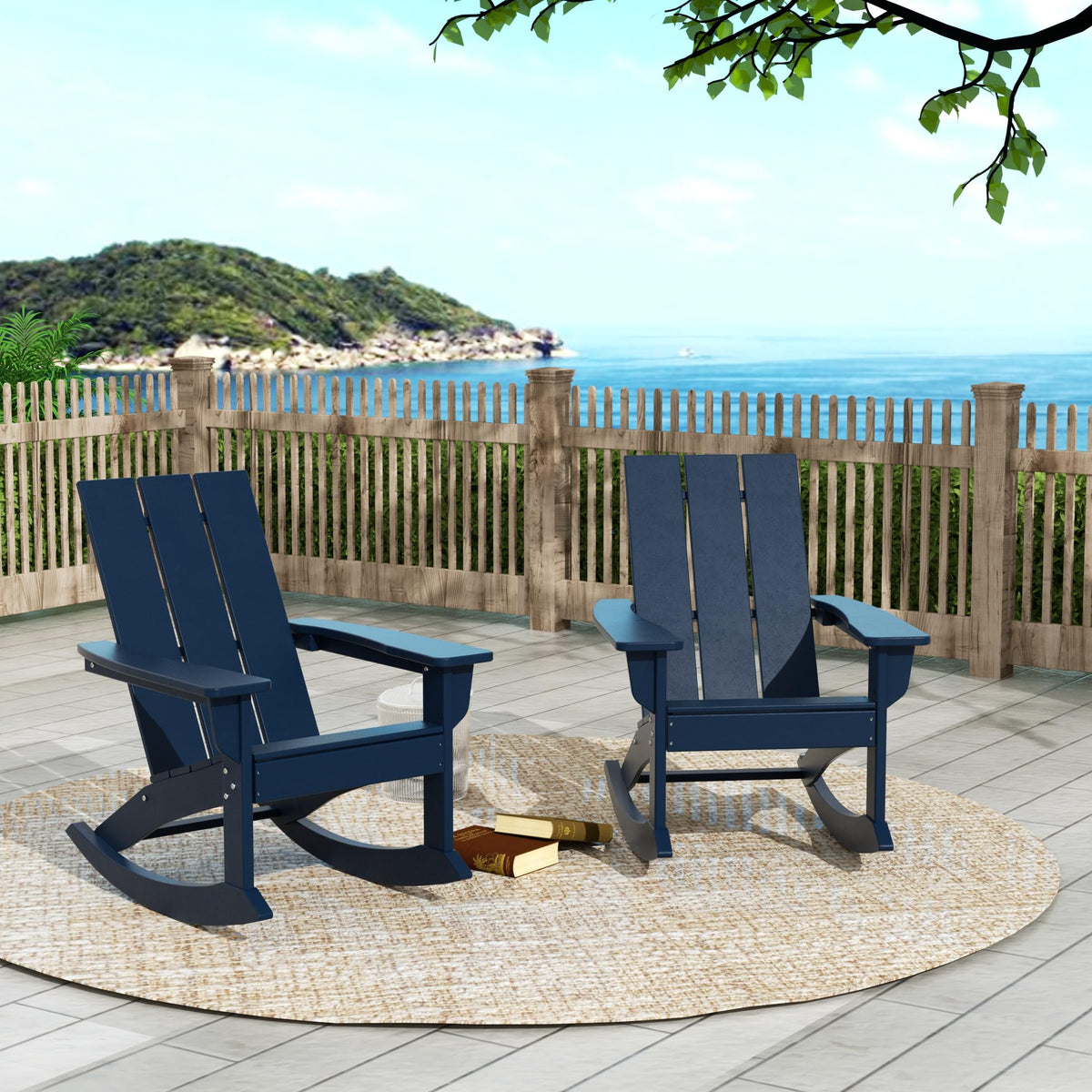 Navy Blue Poly Adirondack Chair Set of 2 T796821