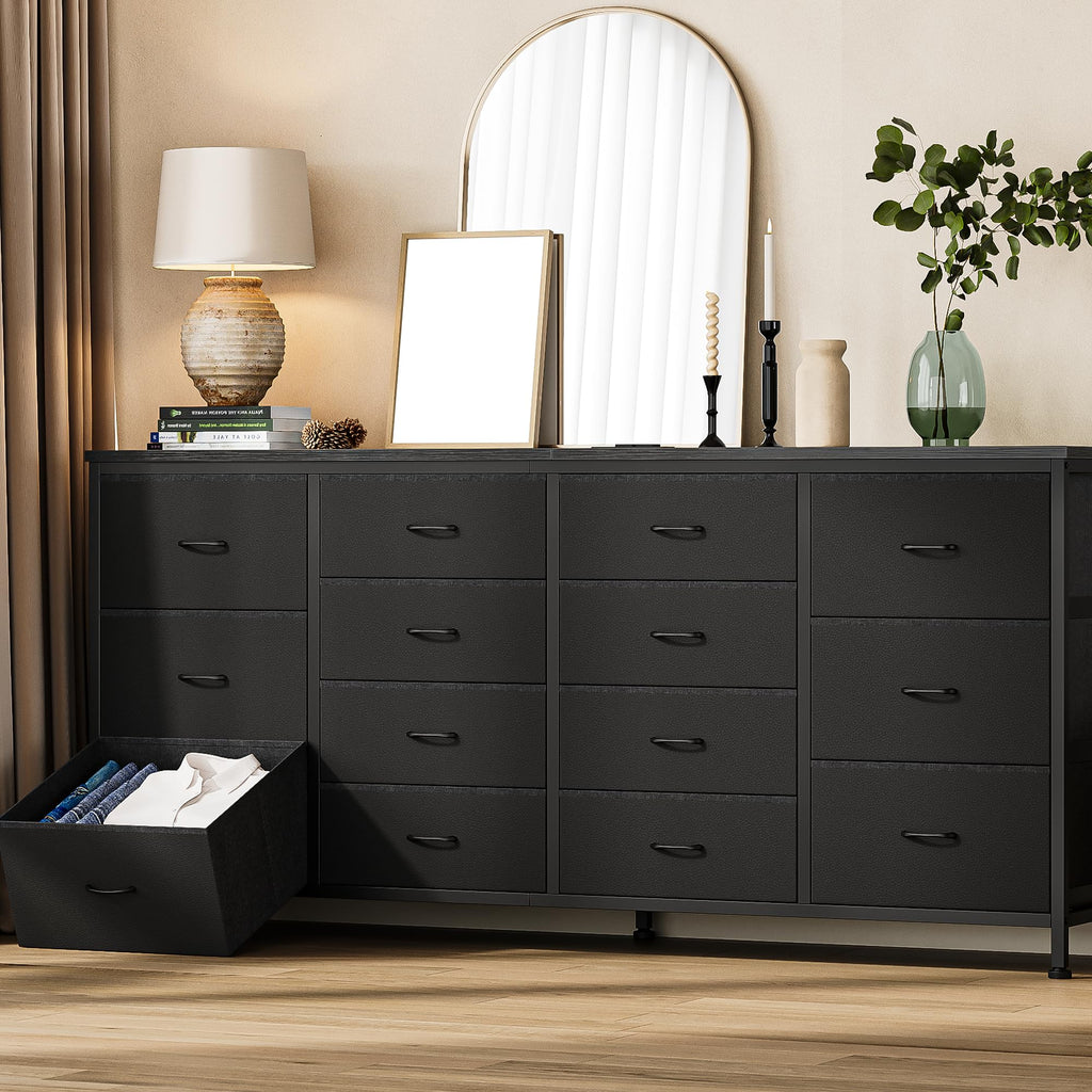 Black 14 Drawer Fabric TV Stand L791