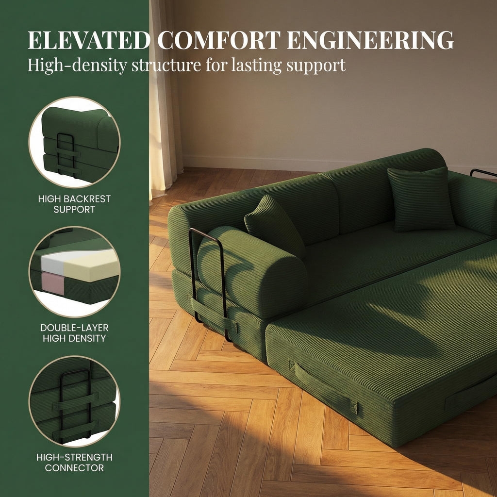 Light Gray Corduroy Convertible Sofa Bed D232008
