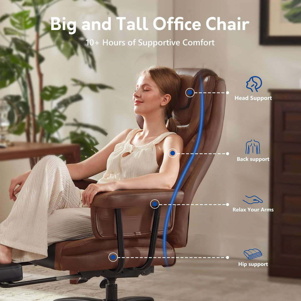 Big and Tall 500LBS Reclining Office Chair with Footrest X95553