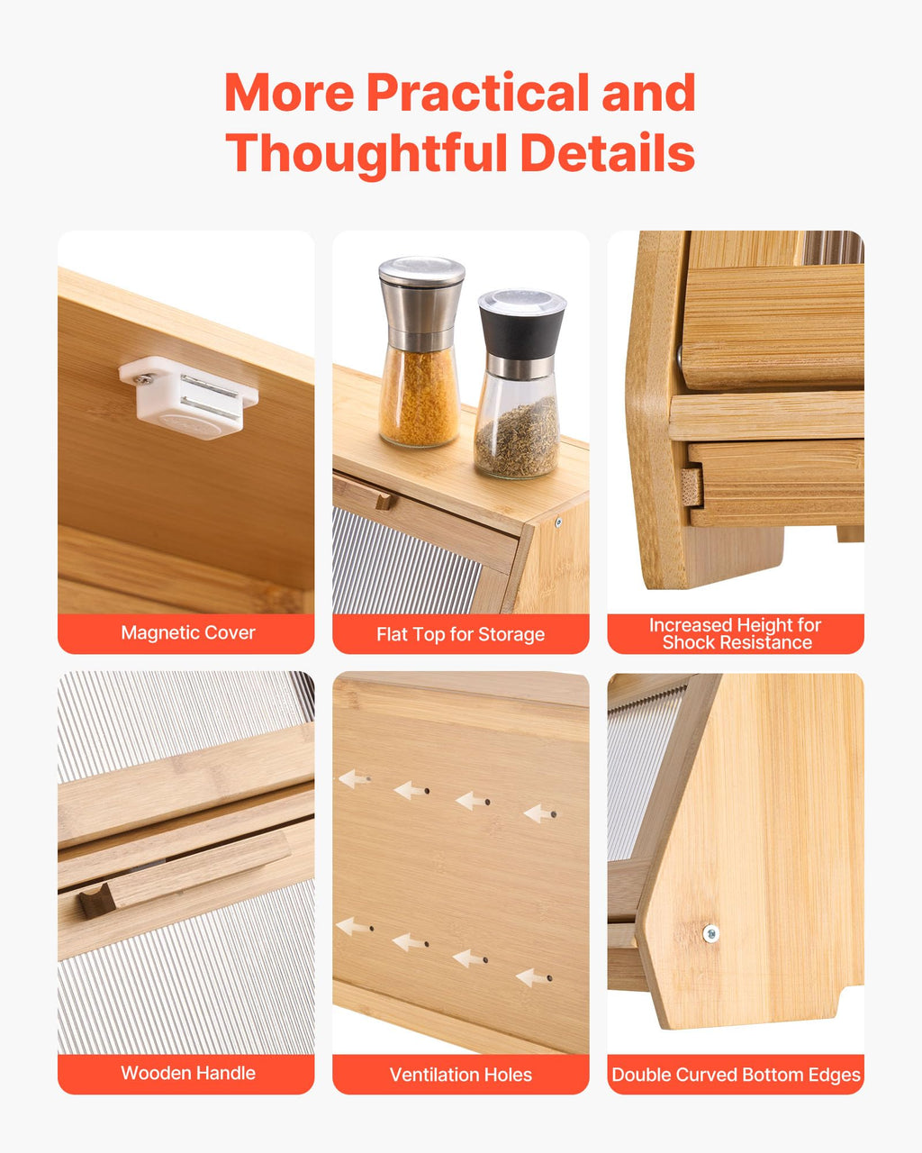 Large Capacity Bamboo Bread Box T379061