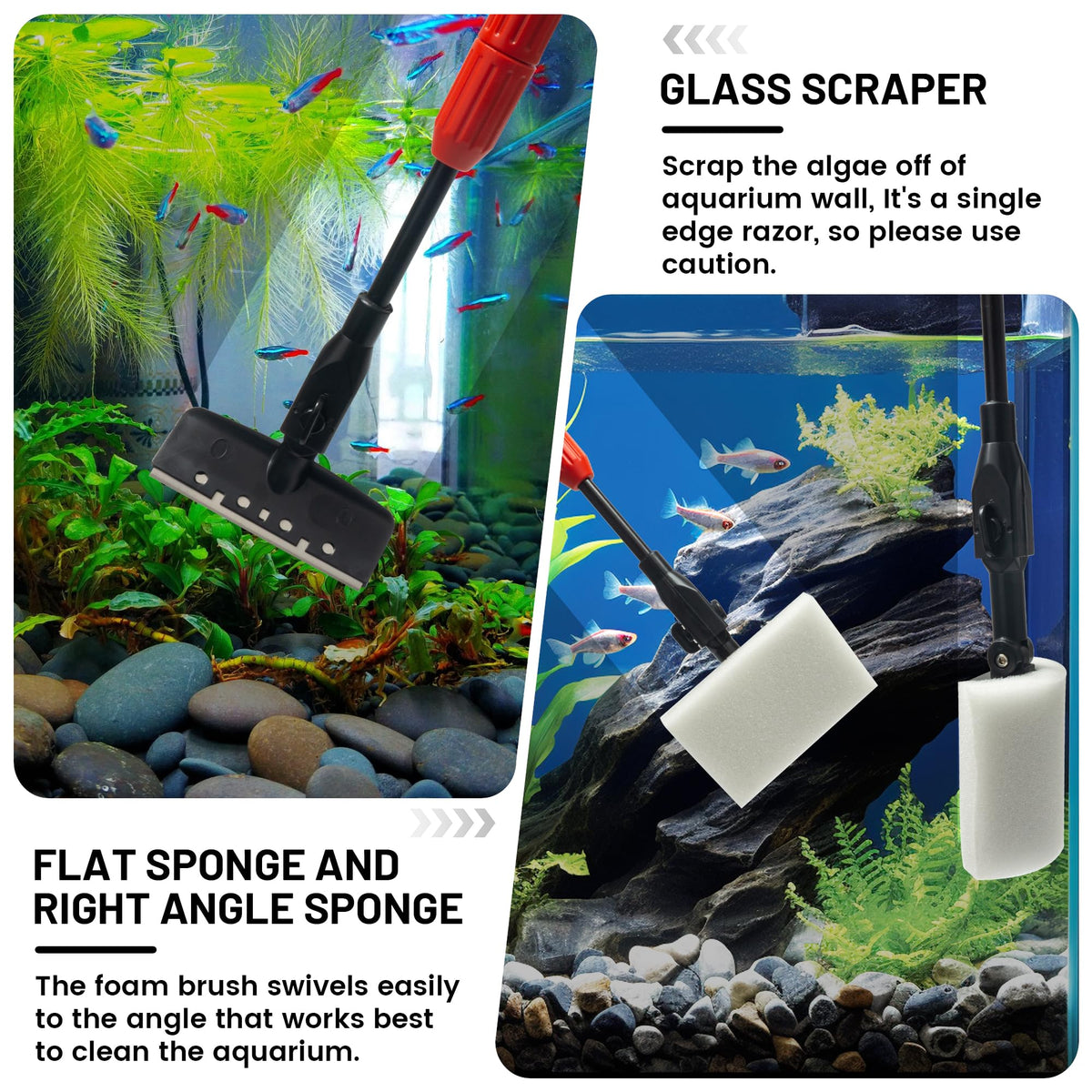 Aquarium Glass Cleaner, 7 in 1 Algae Remover W63135