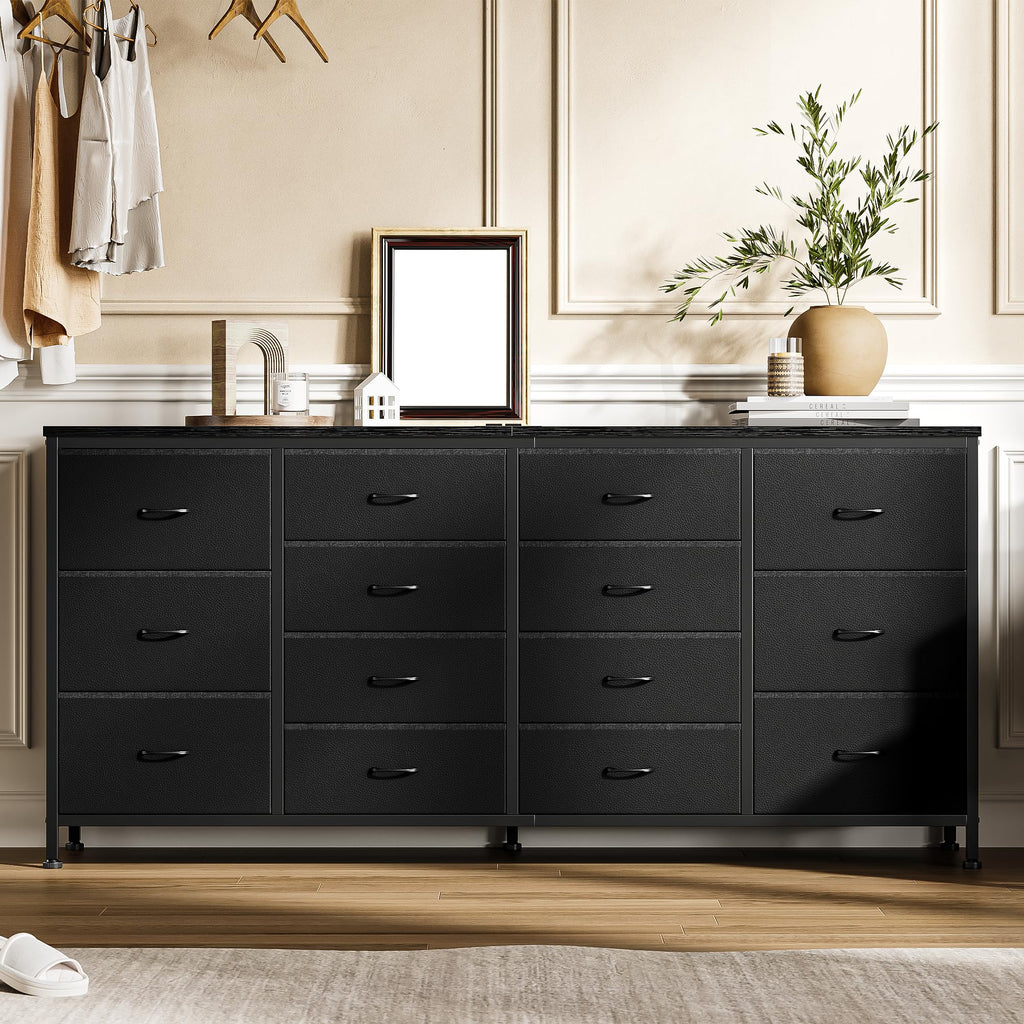 Black 14 Drawer Fabric TV Stand L791