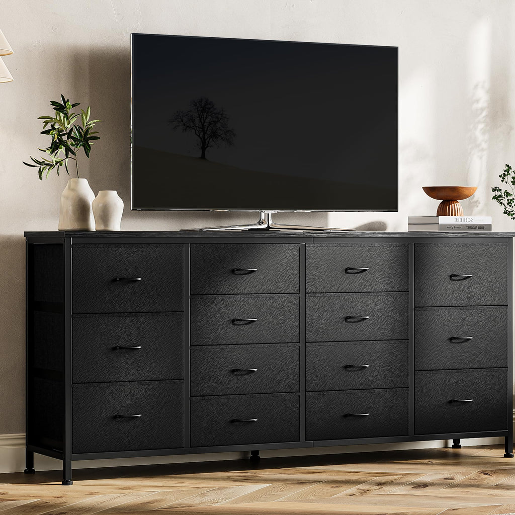 Black 14 Drawer Fabric TV Stand L791