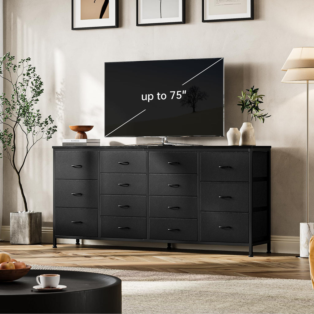 Black 14 Drawer Fabric TV Stand L791