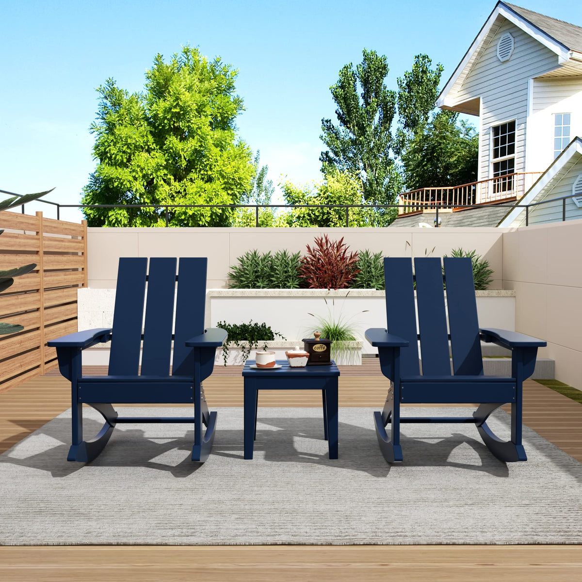 Navy Blue Poly Adirondack Chair Set of 2 T796821
